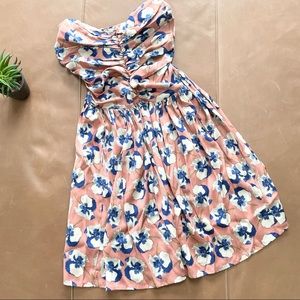 Tucker NYC Floral Pansy Silk Strapless Mini Dress S Small